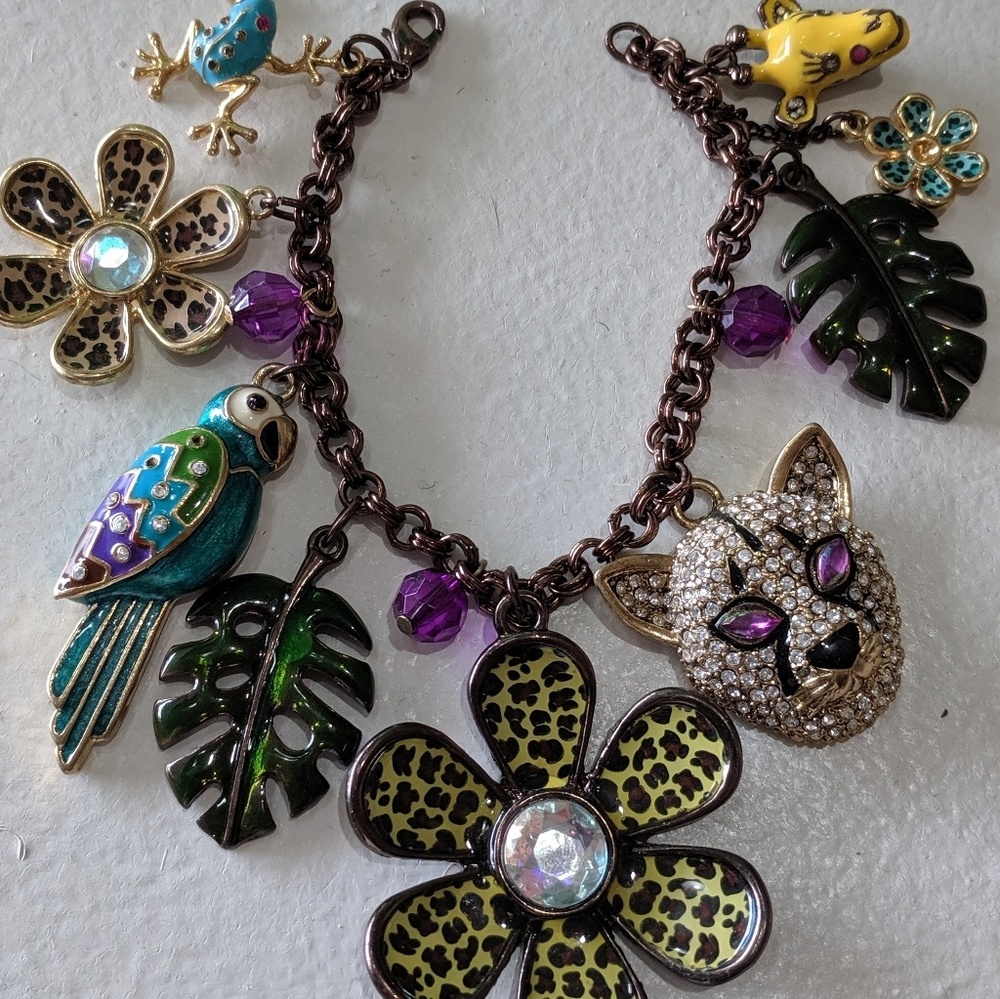 Betsey Johnson Cheetah Charm Bracelet